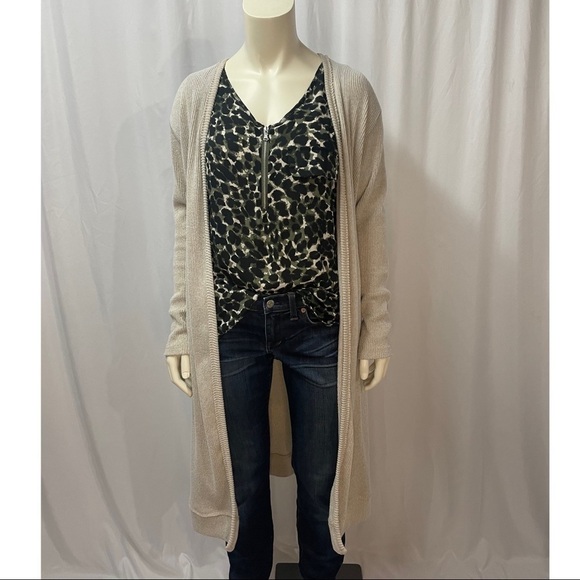 Aeropostale Maxi Length Cardigan Sweater,Low Calf, Beige, Size Medium - Picture 1 of 10